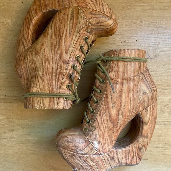 JEFFREY CAMPBELL ROXIE WOODGRAIN PLATFORM 6 - Picture 6 of 7